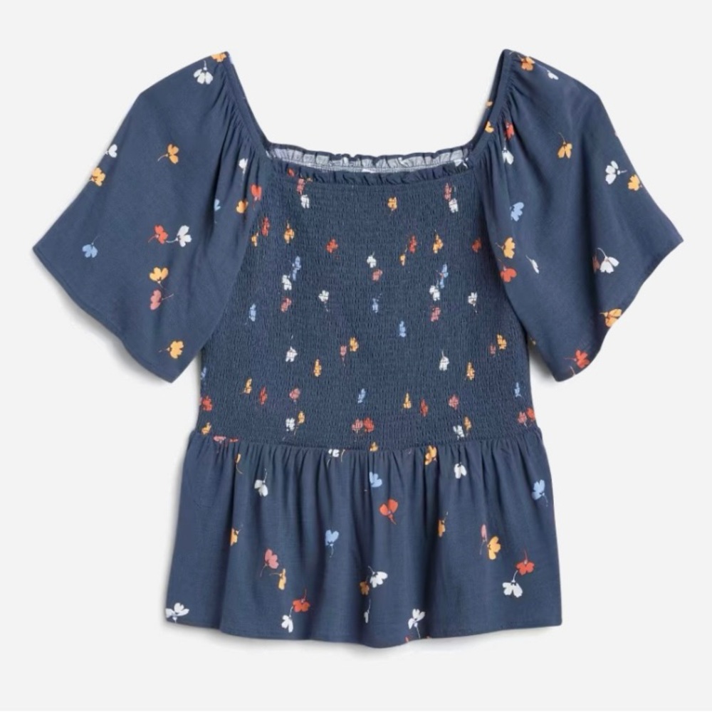 Market & Spruce | Short Sleeve Smocked Bodice Woven Top